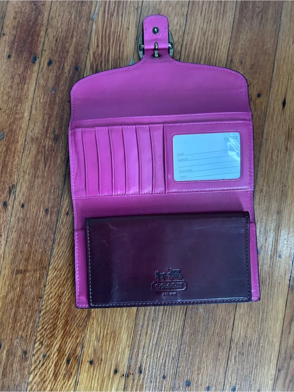 Coach Wallet Vintage Leather Bleeker Maroon Wallet Check Book Holder